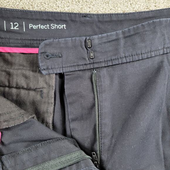 Talbots Womens Shorts 12 Black 10" Inseam Perfect Stretch‎ Flat Front Bermuda - Picture 9 of 13